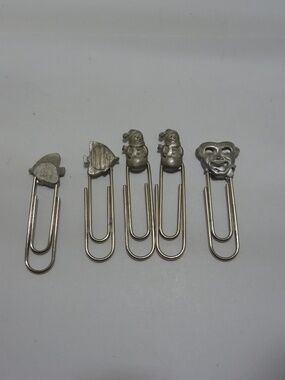 LOT OF 5 Vintage Pewter Signed LCD Paper Clip Bookmark  Vintage 70's